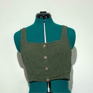 Aeropostale Button Front Linen Blend Cropped Tank Top GUC size S